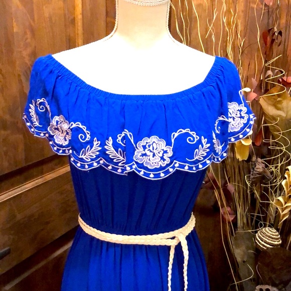 Flying Tomato Electric Royal Blue Embroidered Maxi - Picture 4 of 7